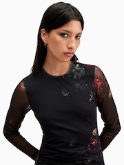 AllSaints Black Nora Sparkle Dress - Image 4 of 7