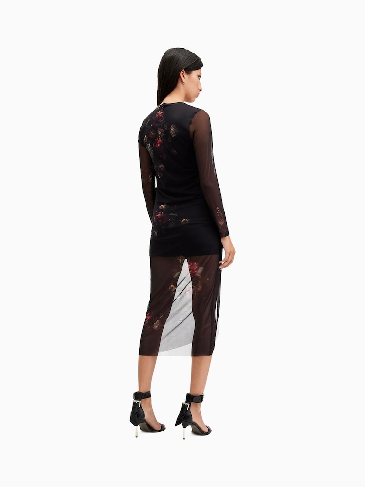 AllSaints Black Nora Sparkle Dress - Image 6 of 7