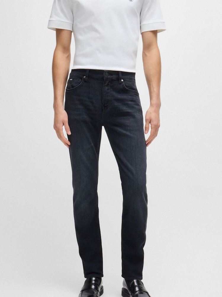 BOSS Grey Slim-Fit Italian Cashmere-Touch Denim Jeans - Image 1 of 5