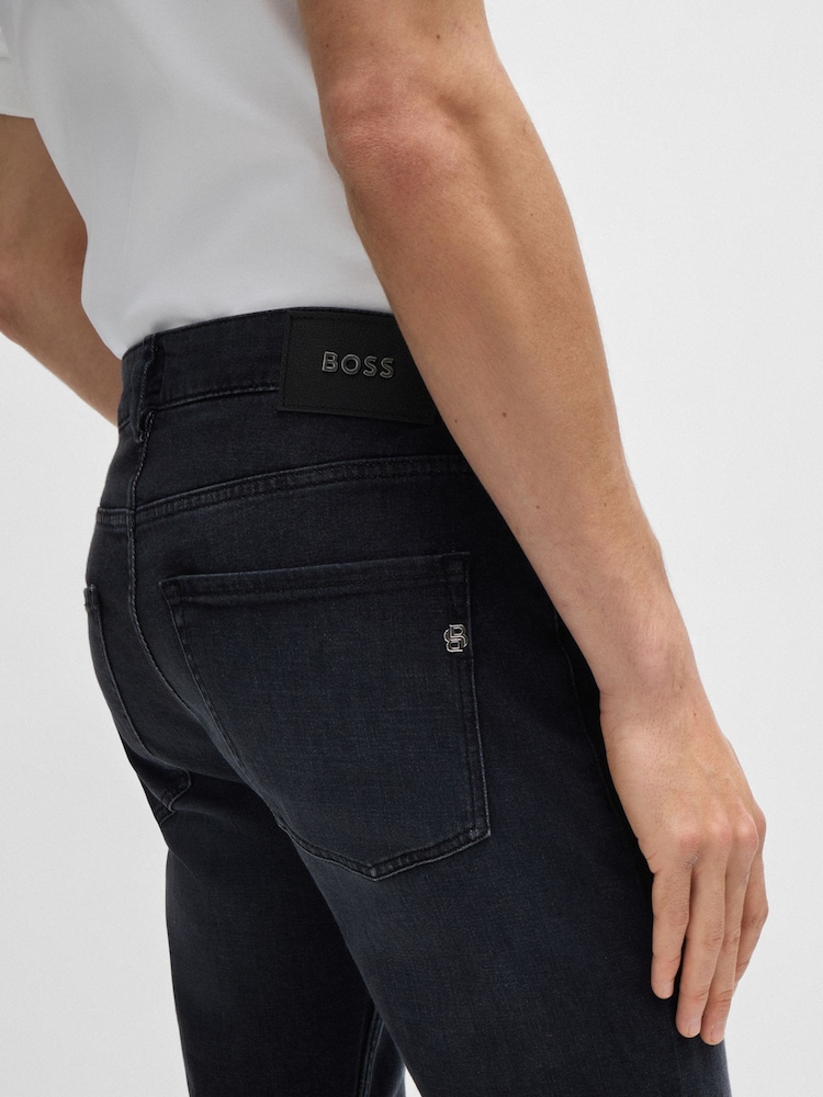 BOSS Grey Slim-Fit Italian Cashmere-Touch Denim Jeans - Image 4 of 5
