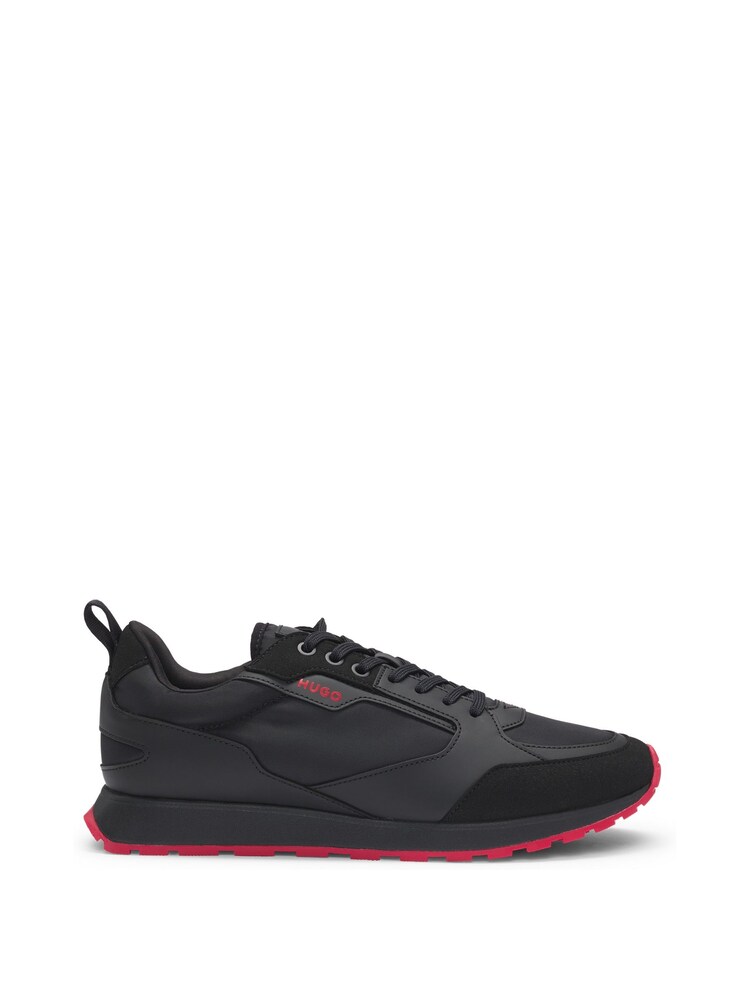 HUGO Black Branded Accent Trainers in Mixed Materials - Image 1 of 5