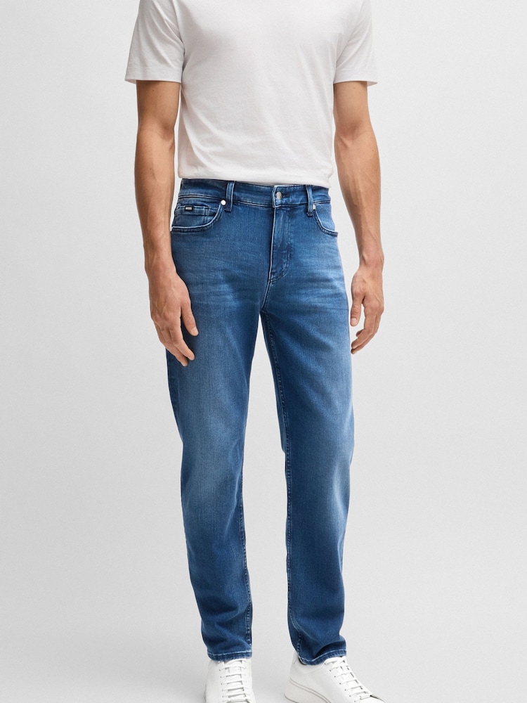 BOSS Blue Slim-Fit Italian Cashmere-Touch Denim Jeans - Image 1 of 5