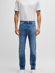 BOSS Sky Blue Slim-Fit Italian Cashmere-Touch Denim Jeans - Image 1 of 5