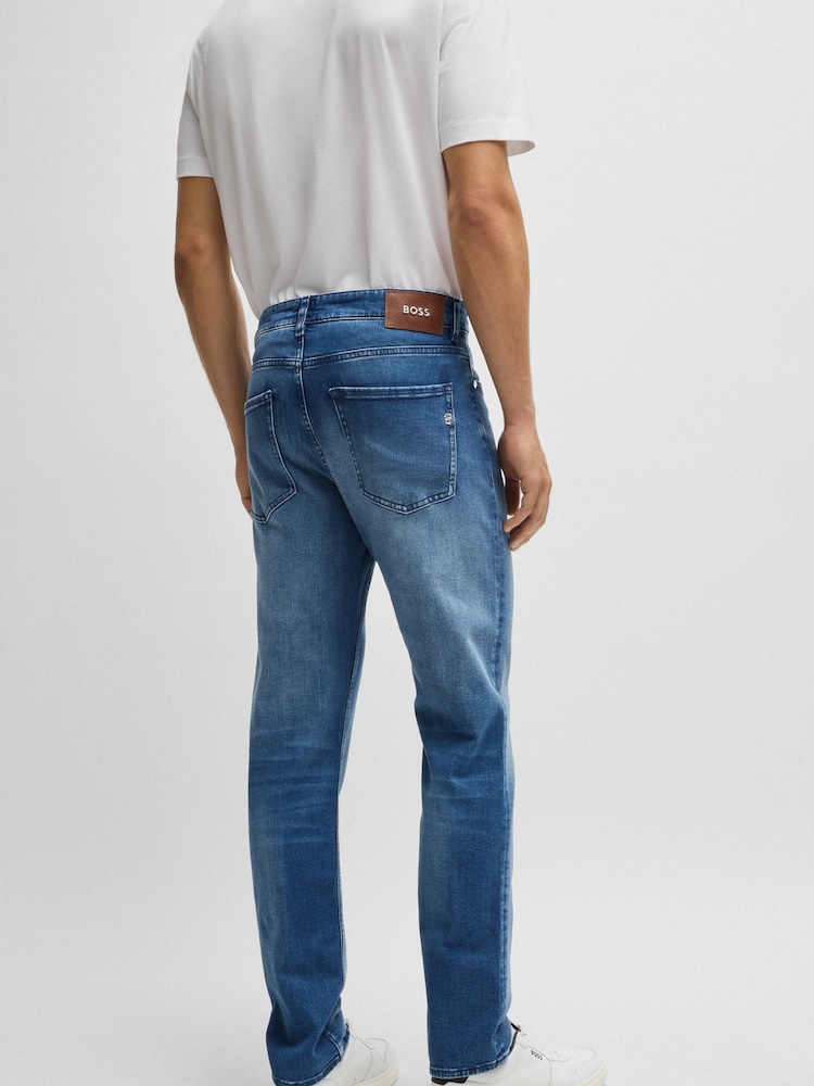 BOSS Sky Blue Slim-Fit Italian Cashmere-Touch Denim Jeans - Image 3 of 5