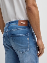 BOSS Sky Blue Slim-Fit Italian Cashmere-Touch Denim Jeans - Image 4 of 5