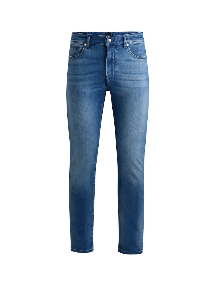 BOSS Sky Blue Slim-Fit Italian Cashmere-Touch Denim Jeans - Image 5 of 5