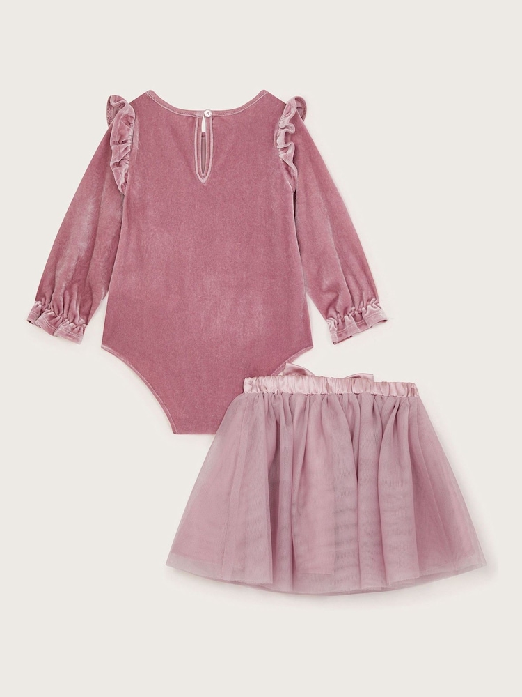 Monsoon Pink Baby Velour Romper and Tutu Set - Image 2 of 3