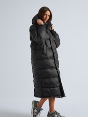 JACK1T Cocoon Extra Long Black Coat - Image 3 of 7