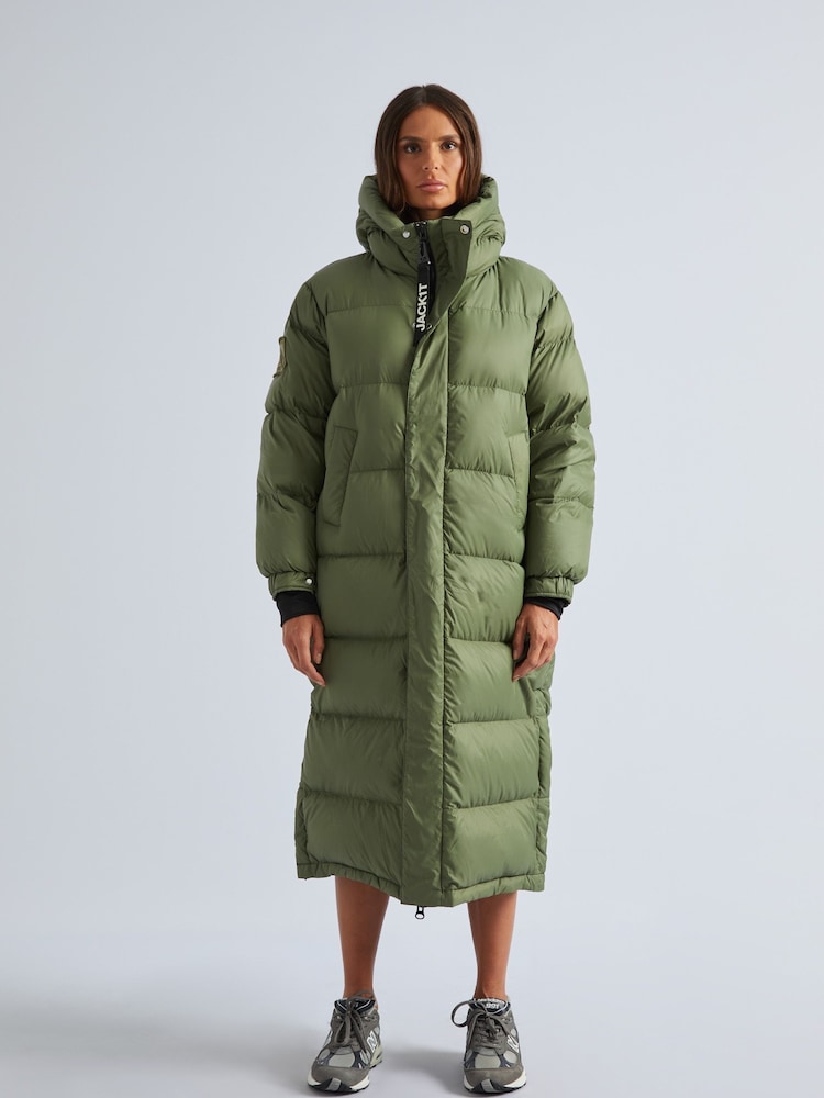 JACK1T Green Cocoon Extra Long Coat - Image 1 of 7