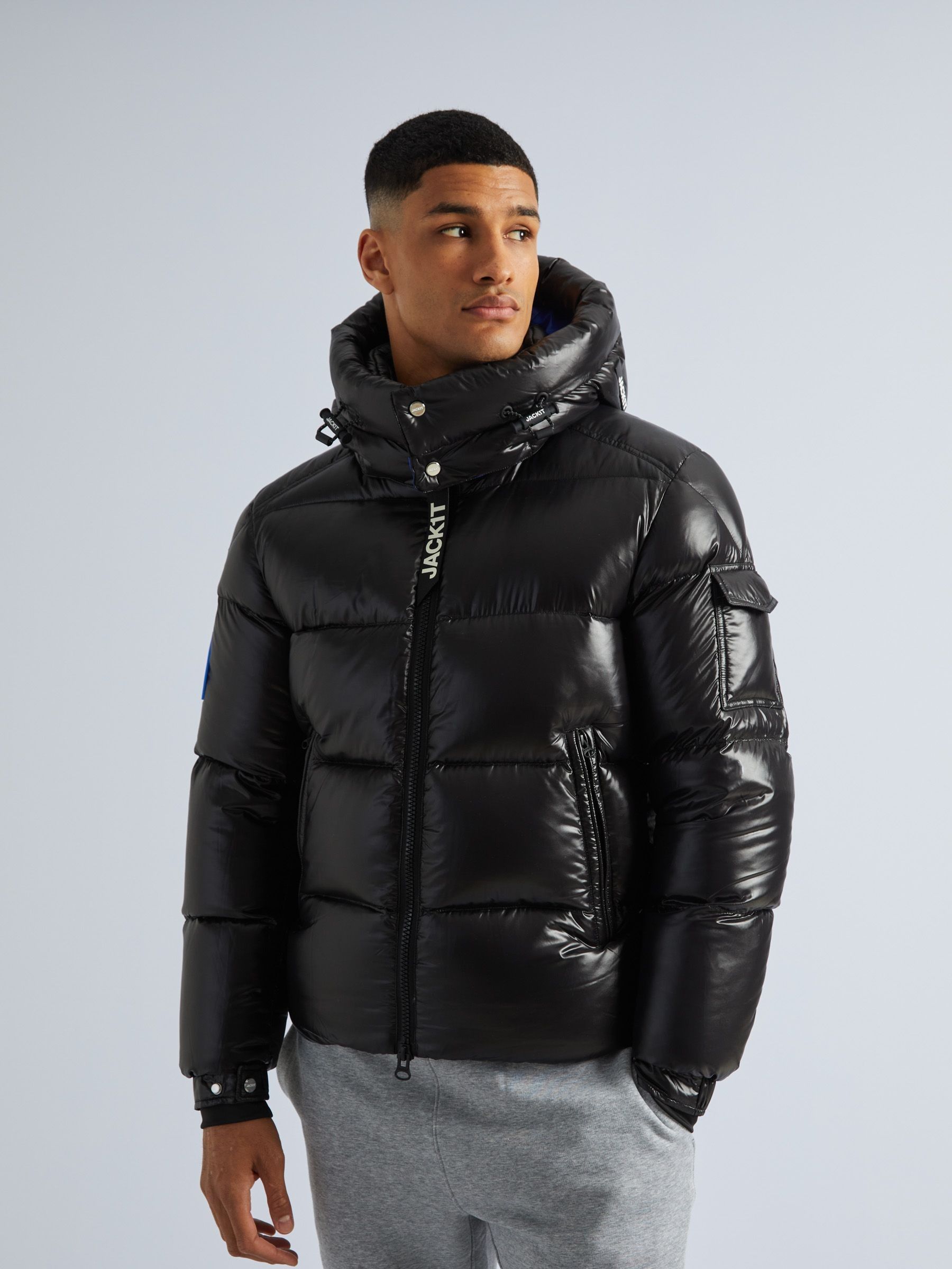 Buy JACK1T EZ Slick Puffer Hooded Black Jacket from Next USA