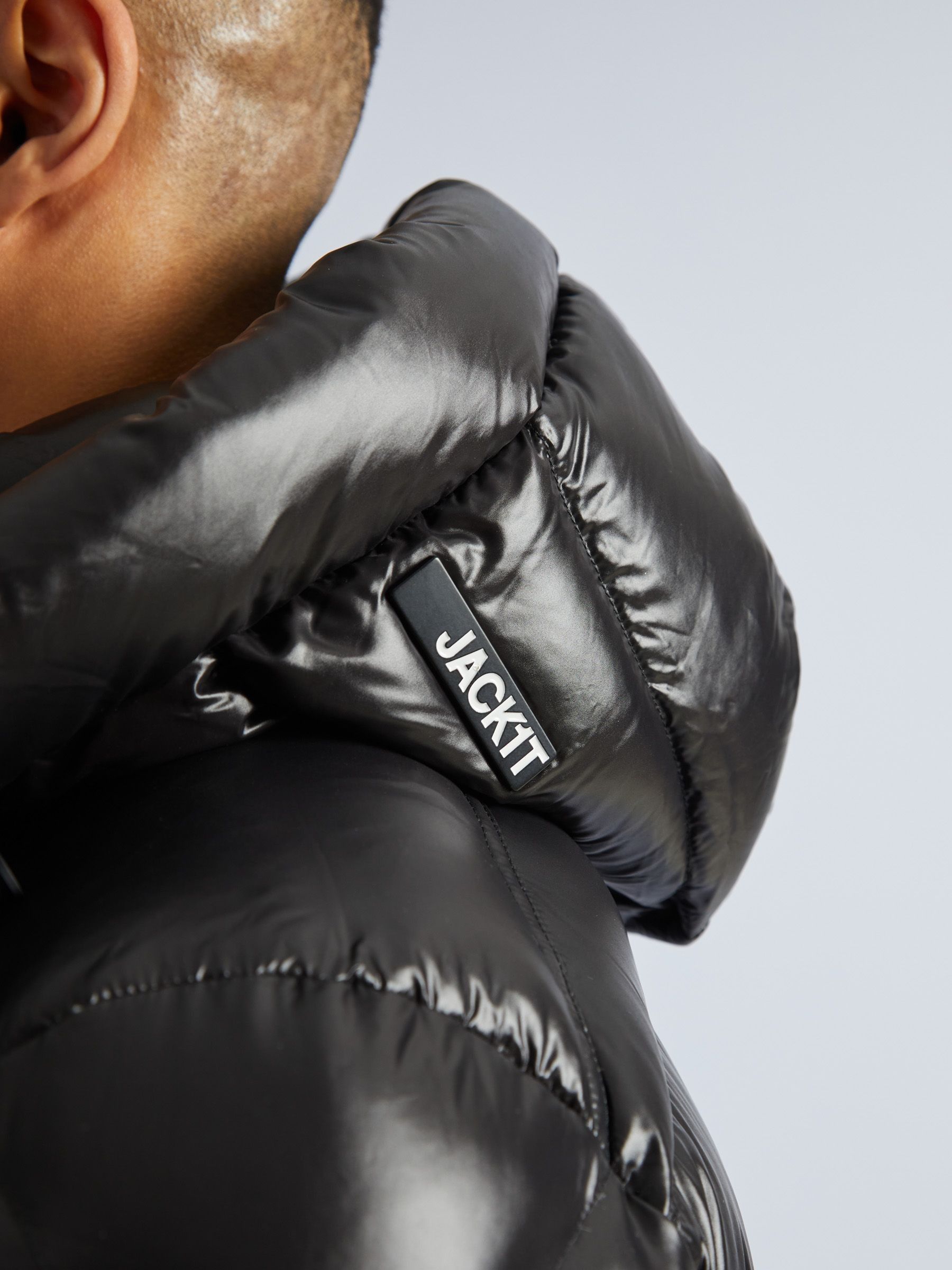 Buy JACK1T EZ Slick Puffer Hooded Black Jacket from Next USA