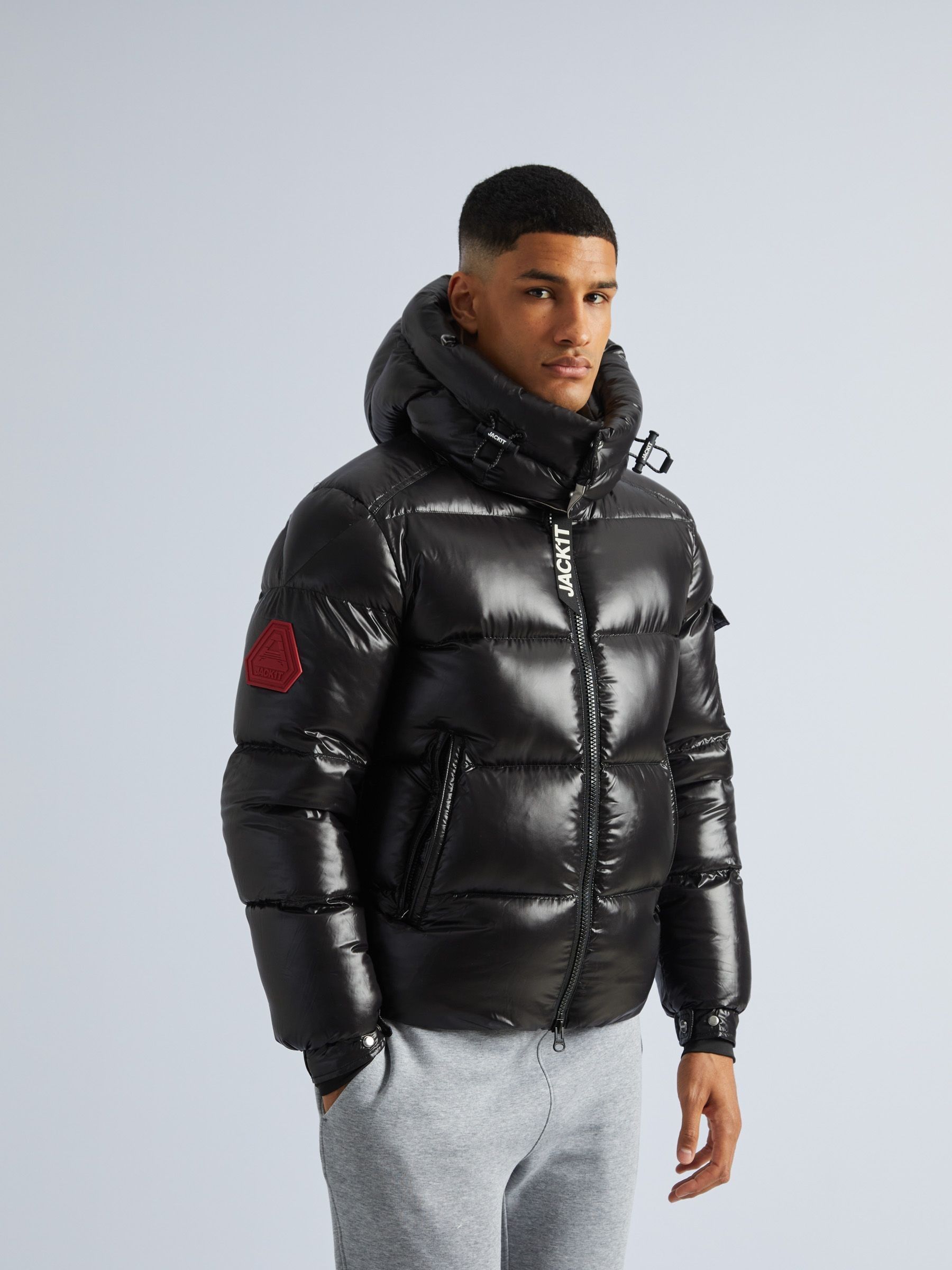 Buy JACK1T EZ Slick Puffer Hooded Black Jacket from Next USA