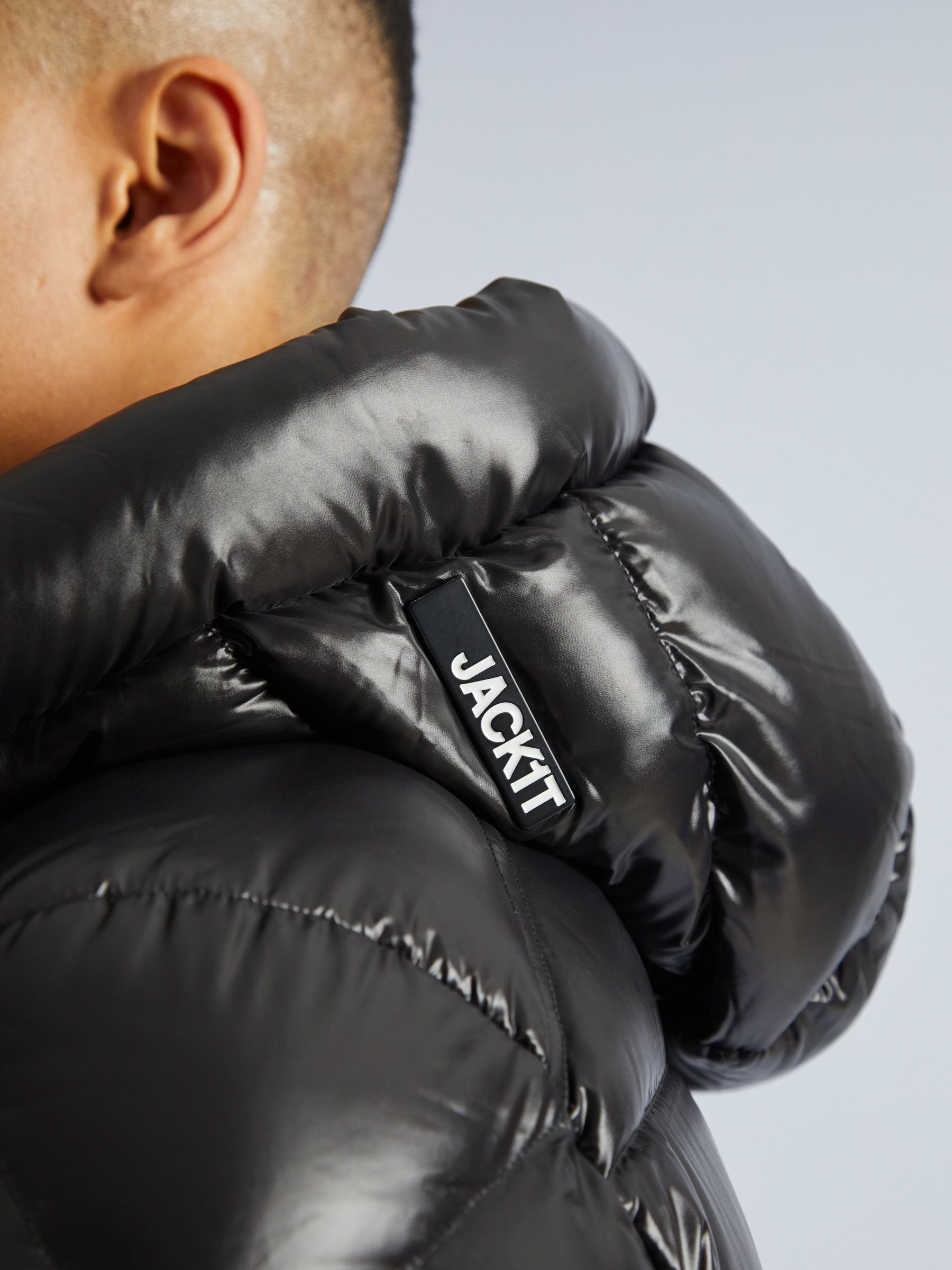Buy JACK1T EZ Slick Puffer Hooded Black Jacket from Next USA