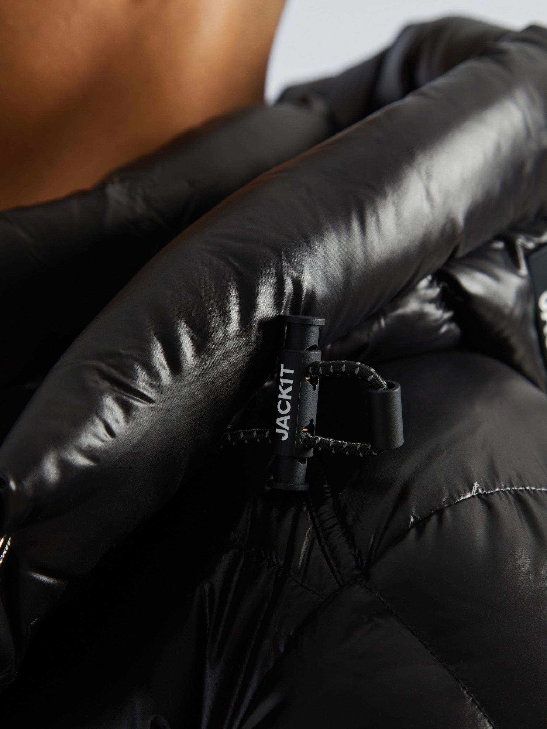 Buy JACK1T EZ Slick Puffer Hooded Black Jacket from Next USA