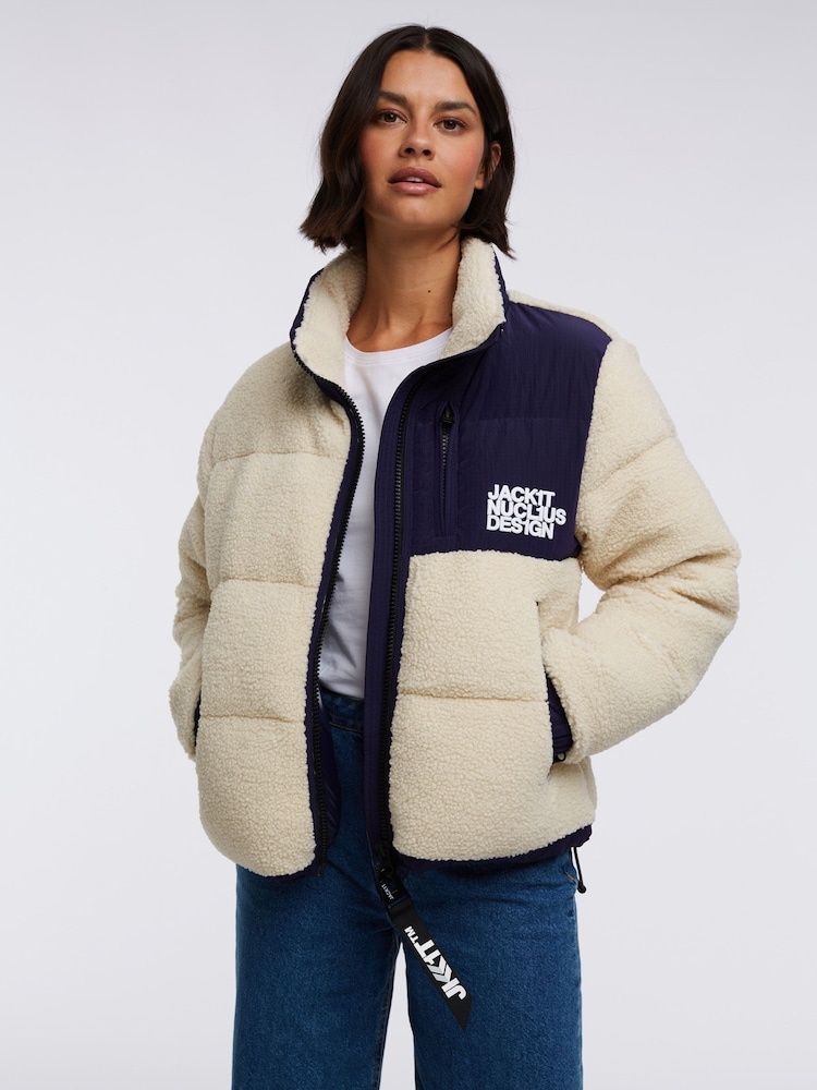 JACK1T Expedition Sherpa Racer Down White Jacket - Bild 1 von 7