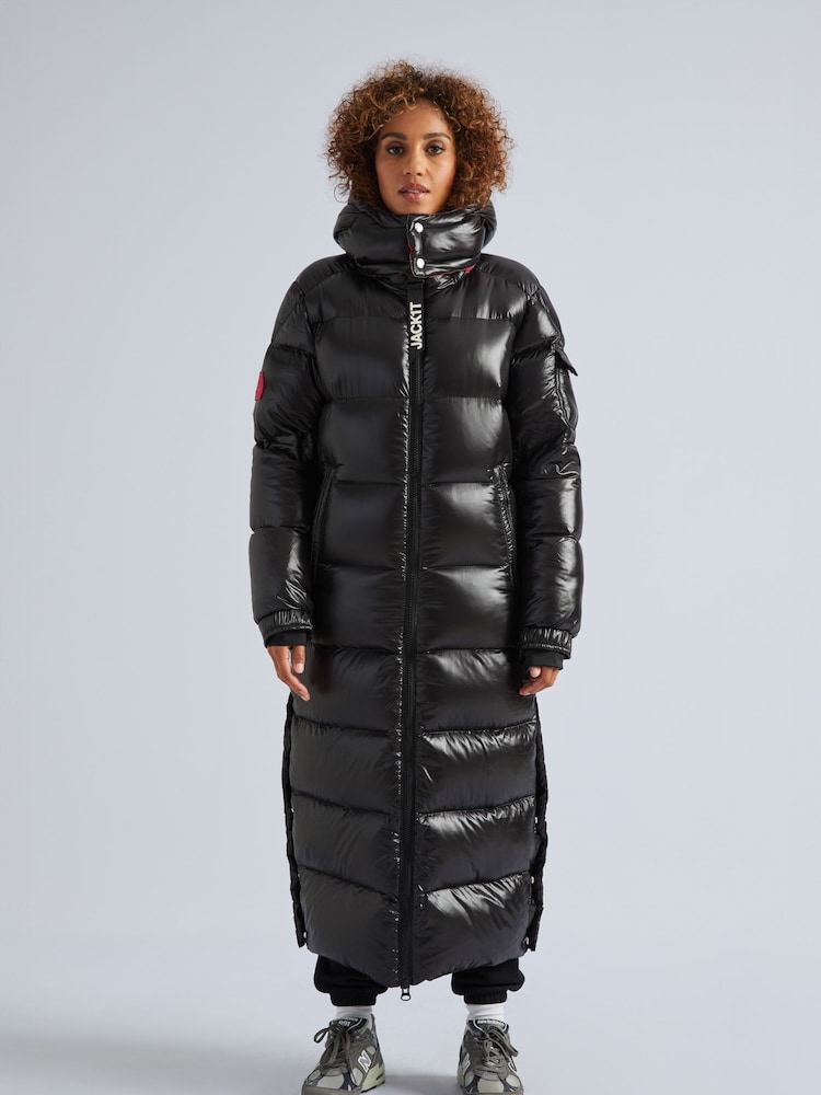 JACK1T EZ Slick Puffer Hooded Ultra Long Coat - Image 1 of 7