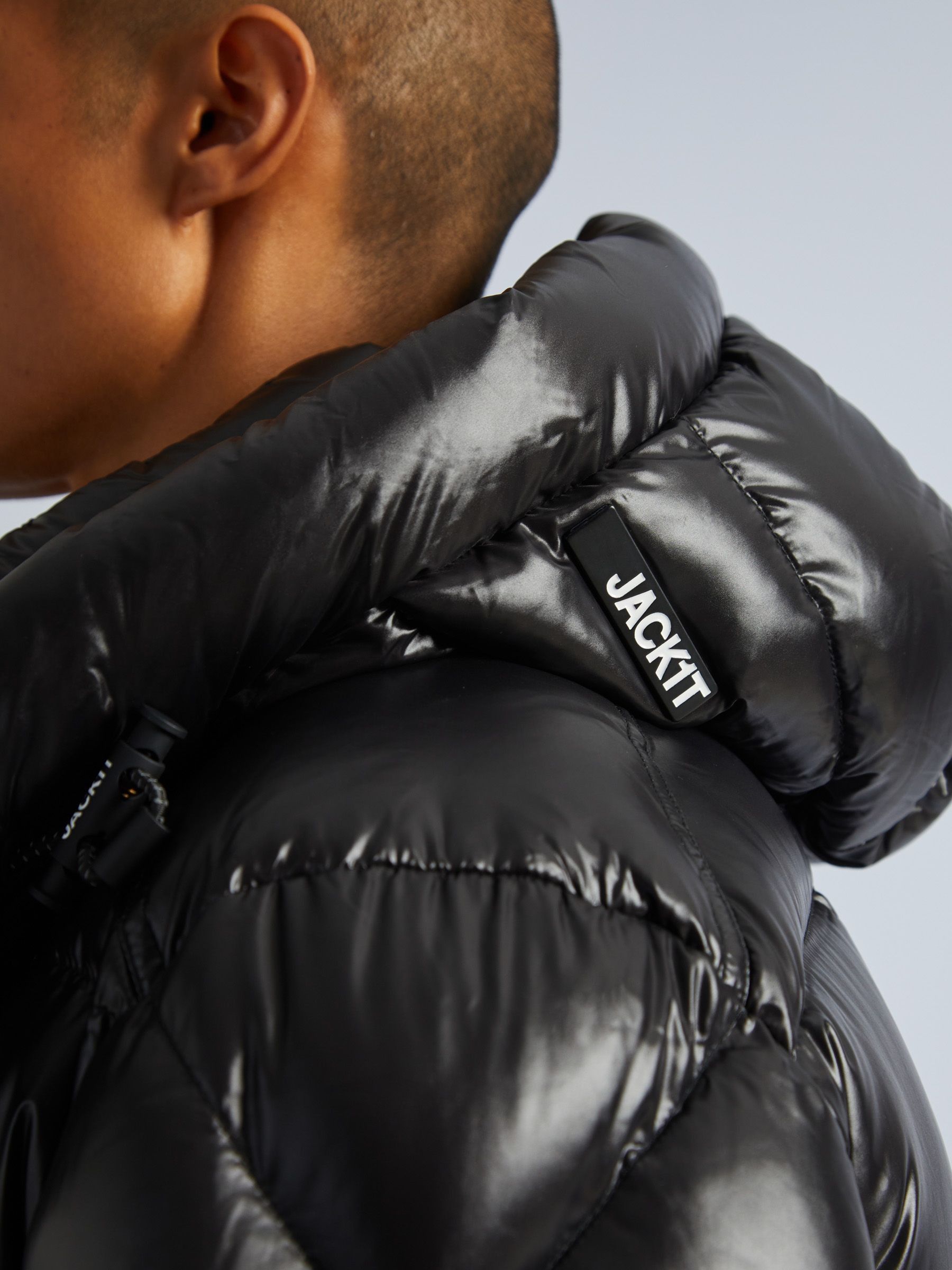 Buy JACK1T EZ Slick Puffer Hooded Black Coat from Next USA