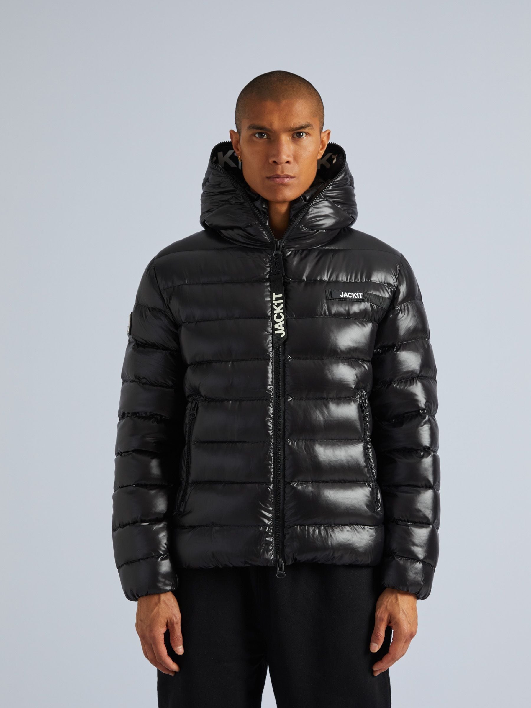 Men's Black Hooded Techwear bomber jacket - Japanese