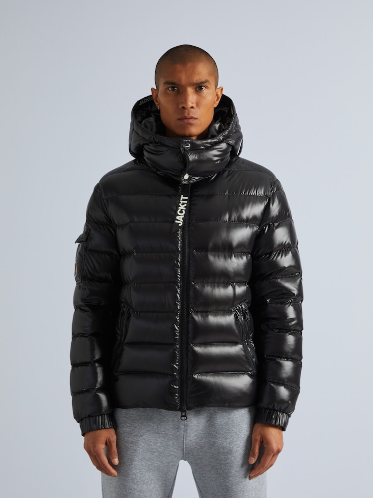 JACK1T Squadra Slick Hooded Black Jacket - Image 1 of 7