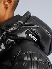 JACK1T Squadra Slick Hooded Black Jacket - Image 5 of 7