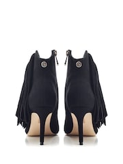 Moda in Pelle Qianna Fringe Stiletto Black Ankle Boots - Image 2 of 4