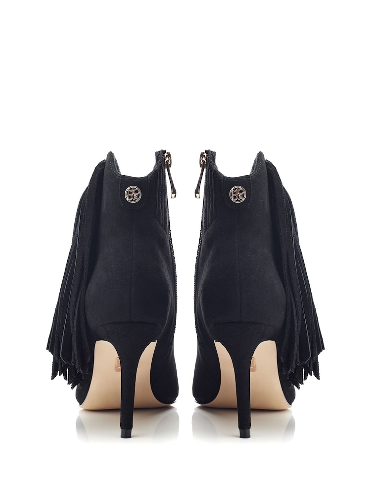 Moda in Pelle Qianna Fringe Stiletto Black Ankle Boots - Image 2 of 4