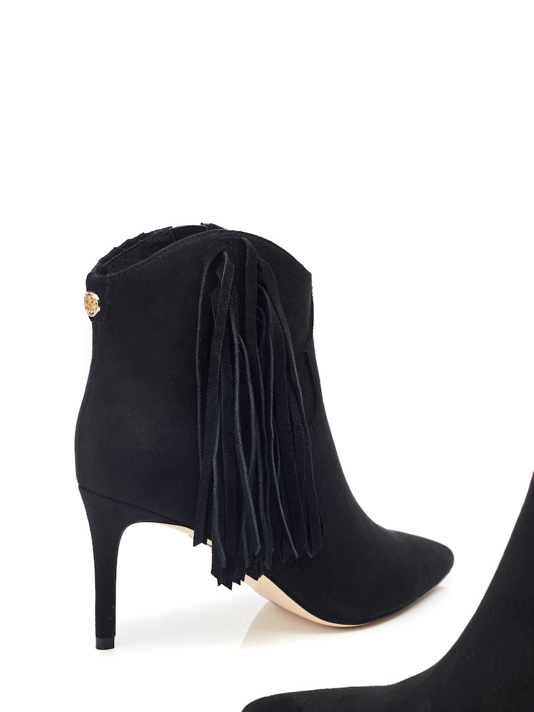 Moda in Pelle Qianna Fringe Stiletto Black Ankle Boots - Image 4 of 4
