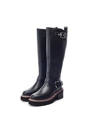 Moda in Pelle Ludres Buckle Detail Chunky Long Black Boots - Image 2 of 4