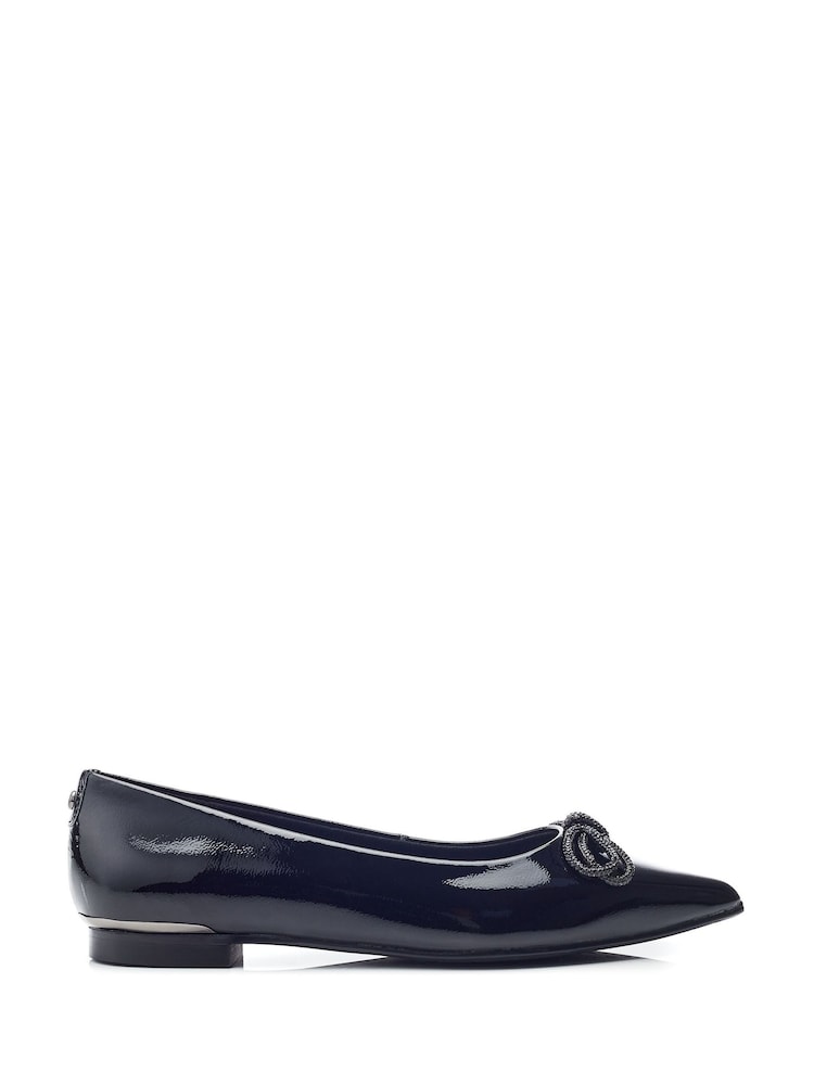 Preto - Moda in Pelle Hermionee Pointed Glitz Bow Flats - Imagem 1 de 4