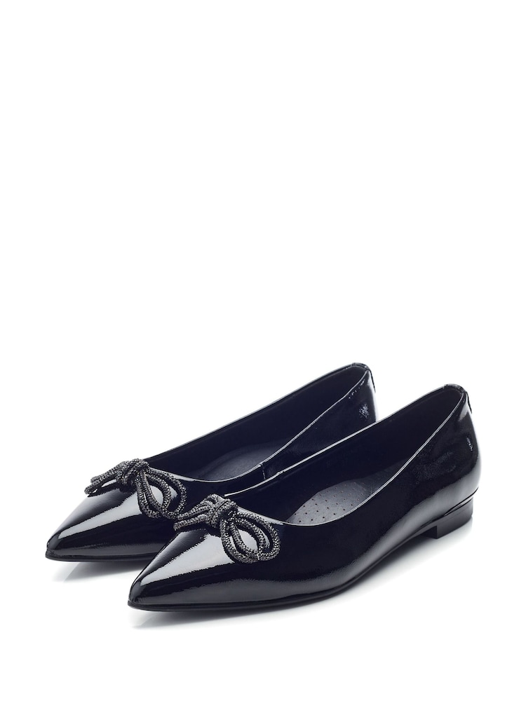 Preto - Moda in Pelle Hermionee Pointed Glitz Bow Flats - Imagem 2 de 4