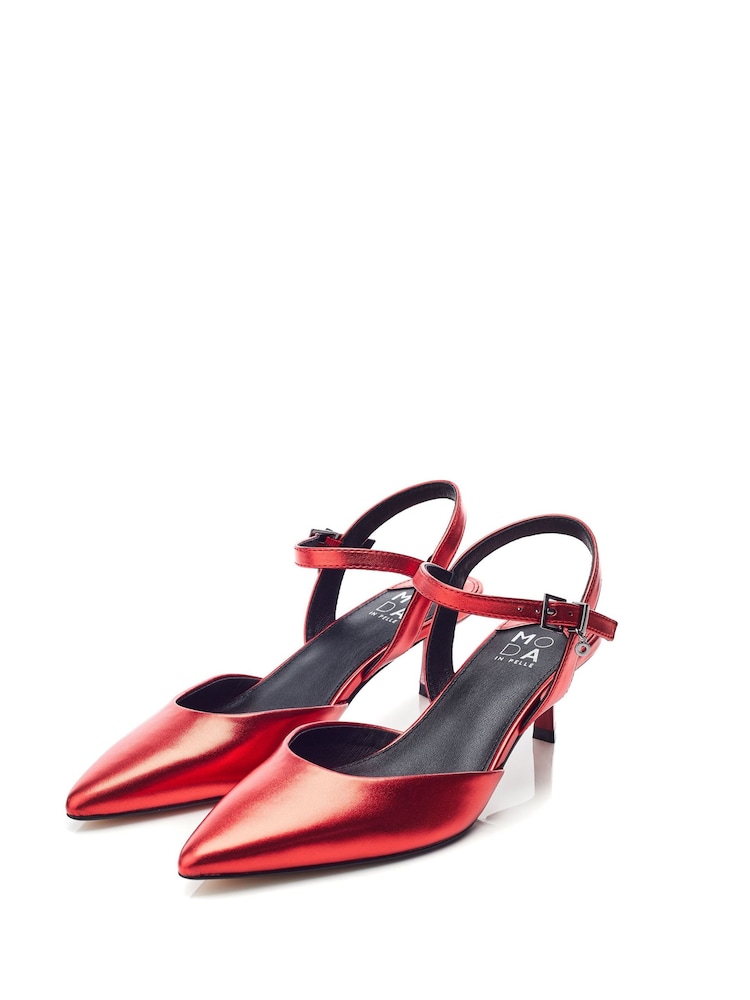 rdeča - Moda in Pelle Jobourg Pointed Kitten Heel Strappy Shoes - Slika 2 iz 4 rdeča - Moda in Pelle Jobourg Pointed Kitten Heel Strappy Shoes - Slika 2 iz 4