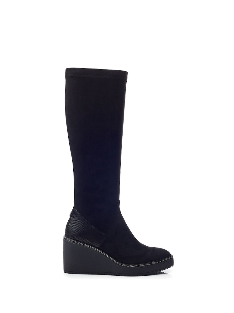 Moda in Pelle Sallie Wedge Long Black Boots - Image 1 of 4