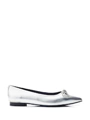 Prata - Moda in Pelle Hermionee Pointed Glitz Bow Flats - Imagem 1 de 4