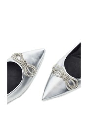 Prata - Moda in Pelle Hermionee Pointed Glitz Bow Flats - Imagem 4 de 4
