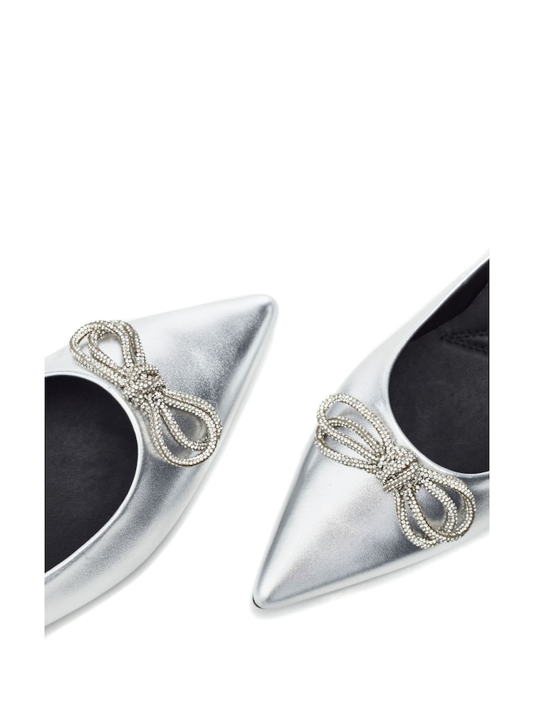 Prata - Moda in Pelle Hermionee Pointed Glitz Bow Flats - Imagem 4 de 4