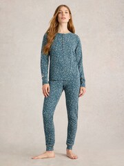 White Stuff Green Hailey Henley Jersey Top - Image 1 of 6