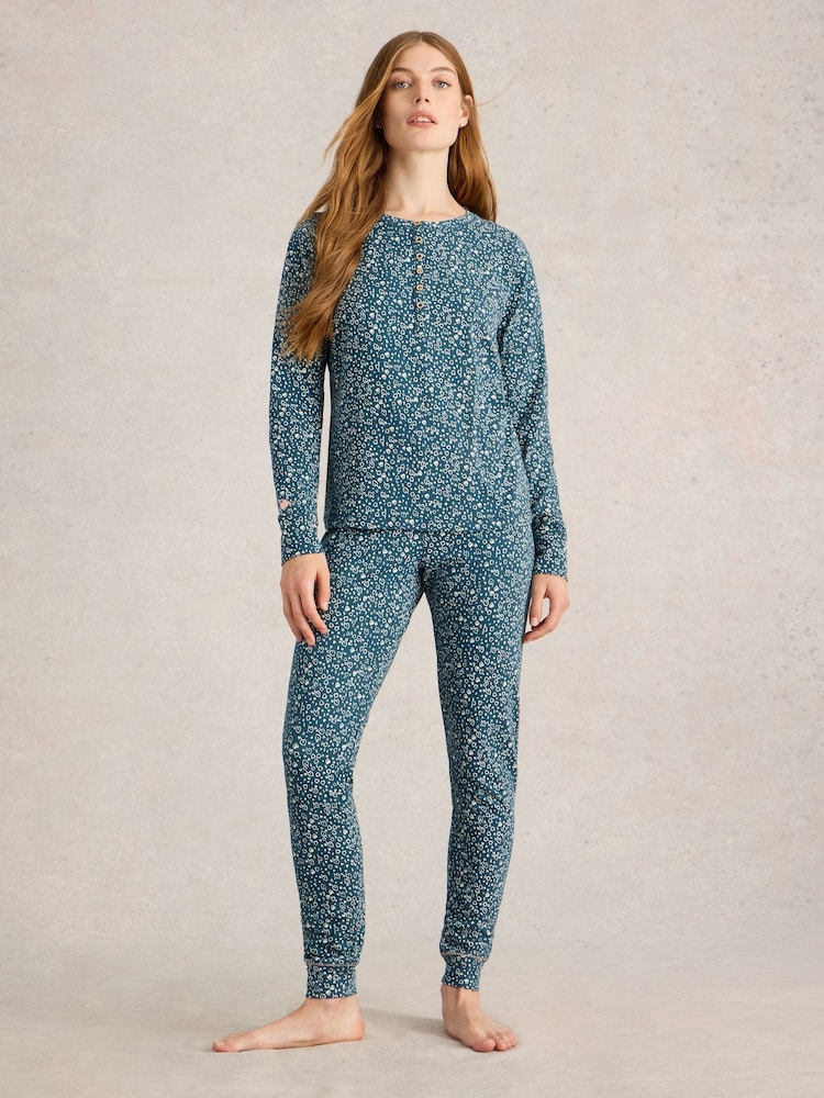 White Stuff Green Hailey Henley Jersey Top - Image 1 of 6