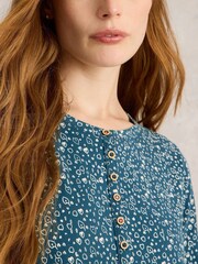White Stuff Green Hailey Henley Jersey Top - Image 4 of 6