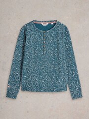 White Stuff Green Hailey Henley Jersey Top - Image 5 of 6