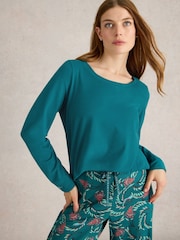 White Stuff Green Eva Jersey Pyjama Top - Image 1 of 6