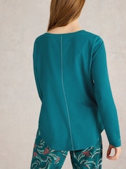 White Stuff Green Eva Jersey Pyjama Top - Image 2 of 6
