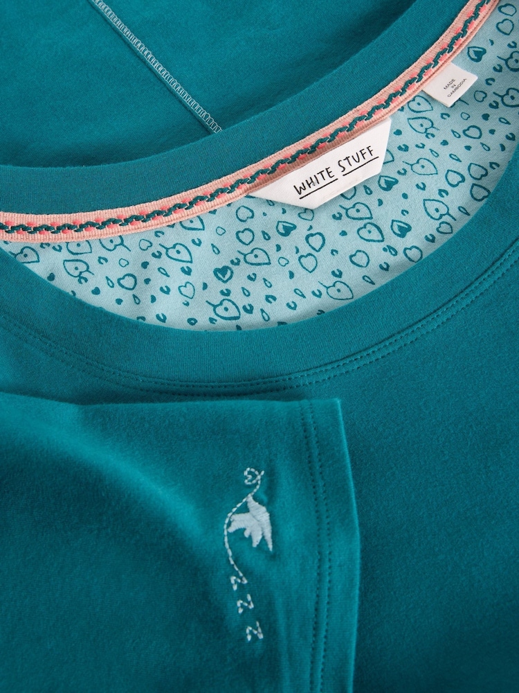 White Stuff Green Eva Jersey Pyjama Top - Image 6 of 6