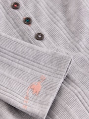 White Stuff Grey Hailey Rib Henley Jersey Top - Image 6 of 6
