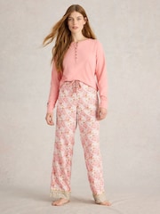White Stuff Pink Hailey Henley Jersey Top - Image 1 of 6