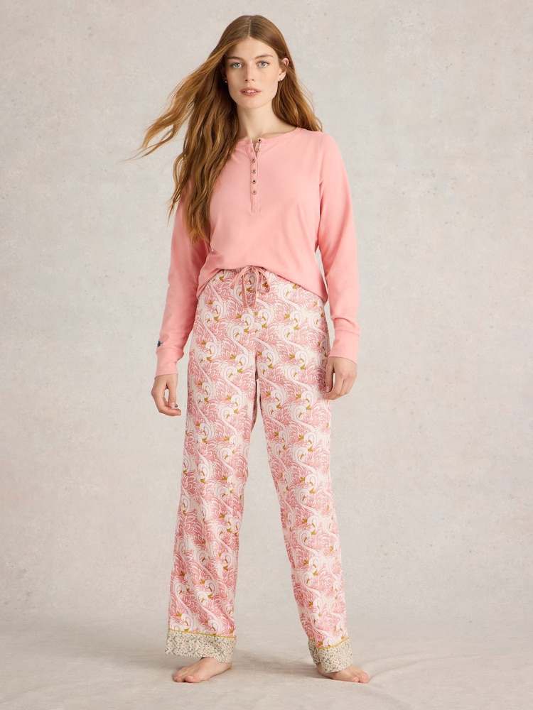 White Stuff Pink Hailey Henley Jersey Top - Image 1 of 6