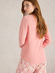 White Stuff Pink Hailey Henley Jersey Top - Image 2 of 6