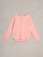 White Stuff Pink Hailey Henley Jersey Top - Image 5 of 6