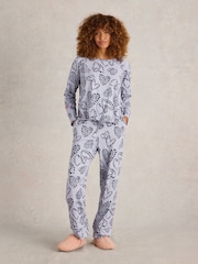 White Stuff Fern Tie Hem Jersey Pyjama Top - Image 1 of 6