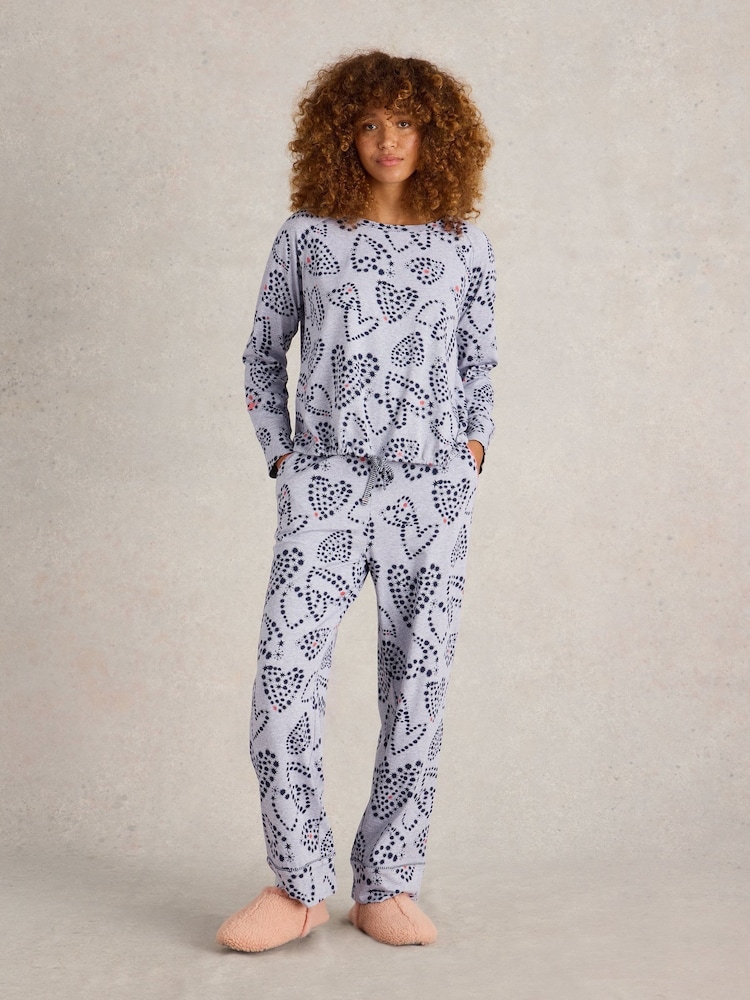 White Stuff Fern Tie Hem Jersey Pyjama Top - Image 1 of 6