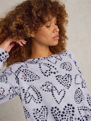 White Stuff Fern Tie Hem Jersey Pyjama Top - Image 4 of 6